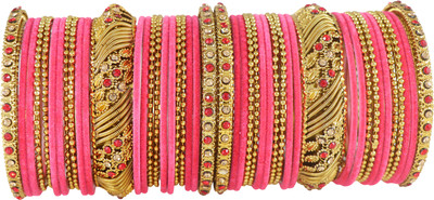 NMII Metal Zircon Enamel Bangle Set(Pack of 46)