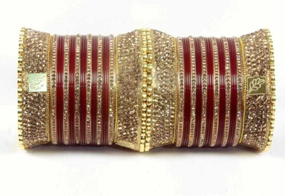 Bulk Trendz Plastic Cubic Zirconia Gold-plated Bangle Set(Pack of 10)