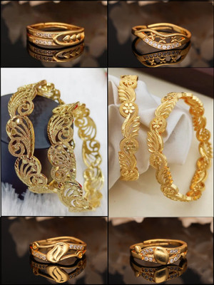 Vedda Brass Diamond Gold-plated Ring Bangle(Pack of 6)