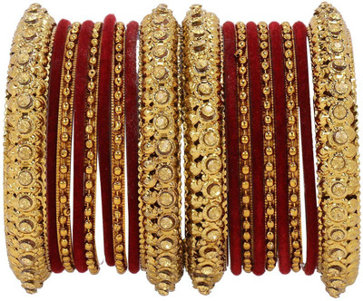 LYBASHINE Metal, Alloy Cubic Zirconia Gold-plated Bangle Set(Pack of 2)