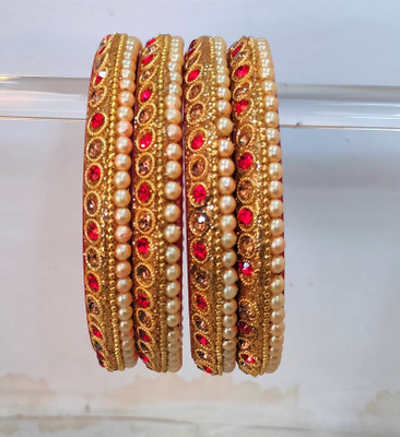 Rudra Plastic Cubic Zirconia Gold-plated Kada(Pack of 4)