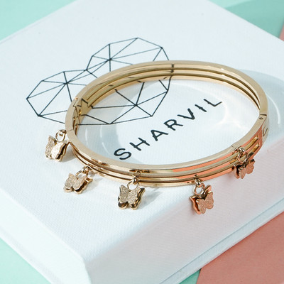 Sharvil Stainless Steel Crystal Gold-plated Bracelet