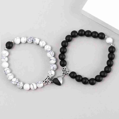 Floky Stainless Steel Sterling Silver Bracelet Set(Pack of 2)