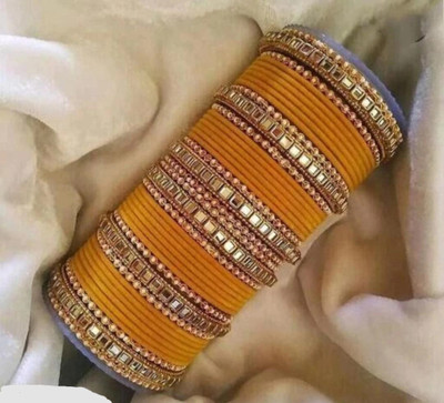 RENOY Metal Zircon Gold-plated Bangle Set(Pack of 2)