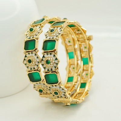 Panini Jewels Copper Crystal Gold-plated Bangle Set(Pack of 2)