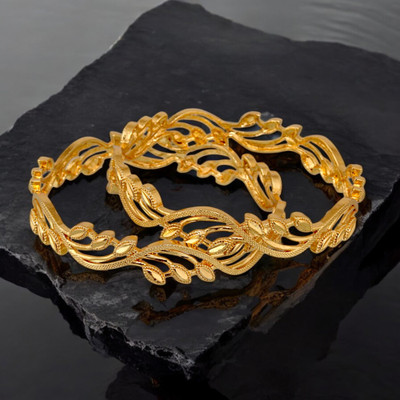 Lucky Jewellery Alloy Gold-plated Bangle Set(Pack of 2)
