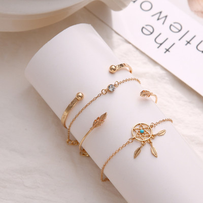 Vembley Alloy Cubic Zirconia Gold-plated Bracelet Set(Pack of 4)
