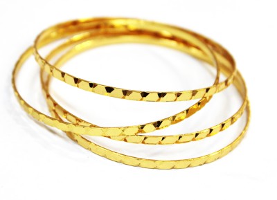 S L GOLD Copper Gold-plated Bangle Set(Pack of 4)