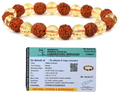 VIBESLE Crystal, Rudraksha, Citrine Beads Charm Bracelet