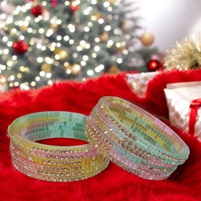 Shriram Glass Diamond Bangle Set(Pack of 12)