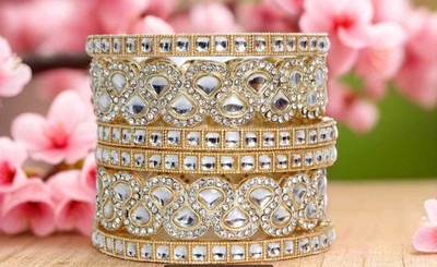 jayajwell Alloy Zircon Gold-plated Bangle Set(Pack of 6)