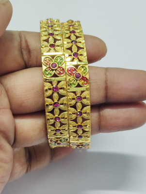 SGA FASHION Alloy Beads Gold-plated Bangle Set(Pack of 2)