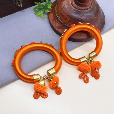 CMIPS Metal, Fabric, Dori, Plastic Bangle Set(Pack of 2)