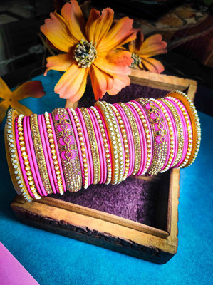 ZINEKA Metal Gold-plated Bangle Set(Pack of 10)