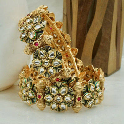 Panini Jewels Copper Gold-plated Bangle Set(Pack of 2)