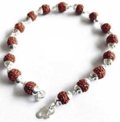 HARI OM RATAN KENDRA Oxidised Silver, Rudraksha Agate Sterling Silver Bracelet