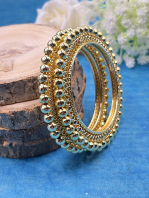 kewai Brass Gold-plated Bangle Set(Pack of 2)