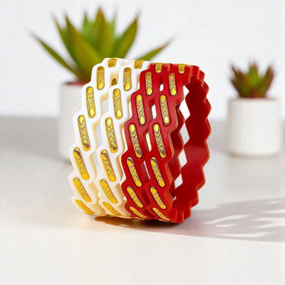 Maya Gold Traditions Plastic Gold-plated Shakha Pola(Pack of 4)