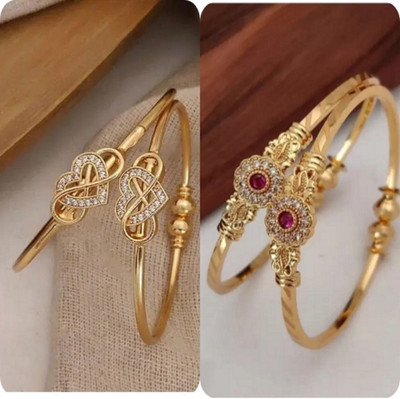 Mohrat Latest Collection Brass Gold-plated Bangle Set(Pack of 4)