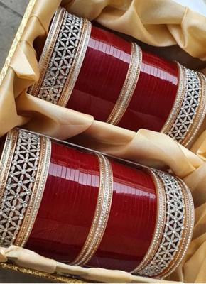 JTraditional Alloy Cubic Zirconia Silver Coated Chudas(Pack of 2)