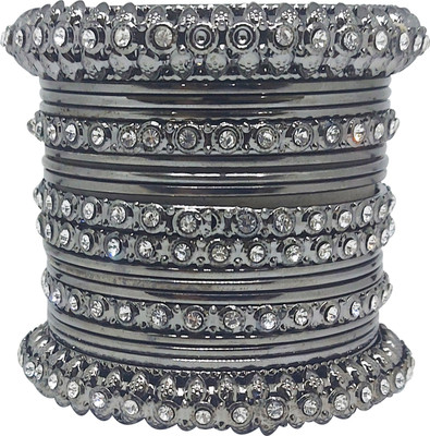 Chrishan Alloy Black Silver Bangle Set