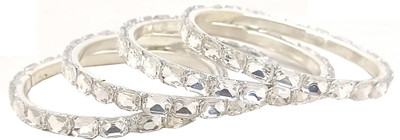 Garnet Gems Metal Crystal Bangle Set(Pack of 4)