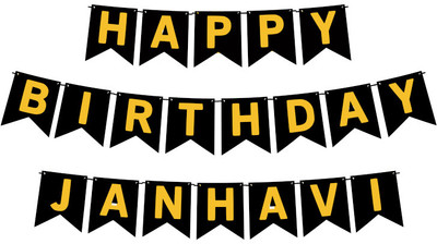 Midas Craft Happy Birthday Janhavi M Banner 02. Banner(10 ft, Pack of 1)