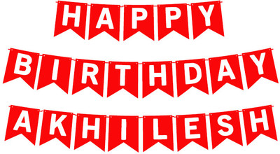 Midas Craft Happy Birthday Akhilesh_01. Pennant Banner(10 ft, Pack of 1)