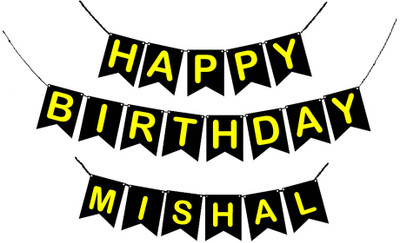 GIFTUATION Happy Birthday Mishal / Printed Birthday Banner for Boys & Girls Banner(5 ft, Pack of 1)