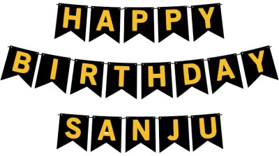 Midas Craft Happy Birthday Sanju M Banner 02. Banner(10 ft, Pack of 1)