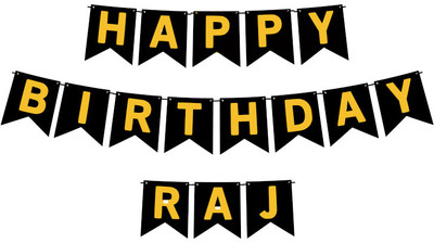 Midas Craft Happy Birthday Raj M Banner 02. Banner(10 ft, Pack of 1)