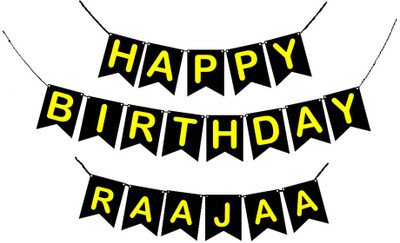 GIFTUATION Happy Birthday Raajaa / Printed Birthday Banner for Boys & Girls Banner(5 ft, Pack of 1)