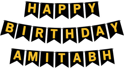 Midas Craft Happy Birthday Amitabh M Banner 02. Banner(10 ft, Pack of 1)