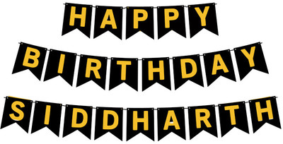 Midas Craft Happy Birthday Siddharth M Banner 02. Banner(10 ft, Pack of 1)