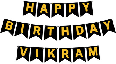 Midas Craft Happy Birthday Vikram M Banner 02. Banner(10 ft, Pack of 1)