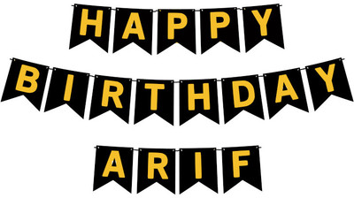 Midas Craft Happy Birthday Arif M Banner 02. Banner(10 ft, Pack of 1)