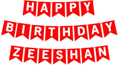 Midas Craft Happy Birthday Zeeshan_01. Pennant Banner(10 ft, Pack of 1)