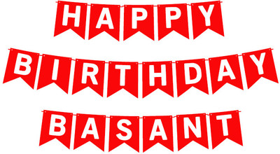 Midas Craft Happy Birthday Basant_01. Pennant Banner(10 ft, Pack of 1)