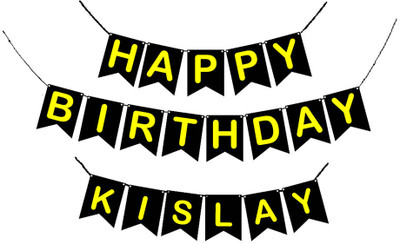 GIFTUATION Happy Birthday KISLAY / Printed Birthday Banner for Boys & Girls Banner(5 ft, Pack of 1)