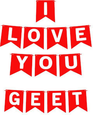 Midas Craft I Love You Geet Name Banner 03 Banner(10 ft, Pack of 1)