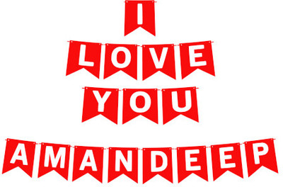 Midas Craft I Love You Amandeep Name Banner 03 Banner(10 ft, Pack of 1)
