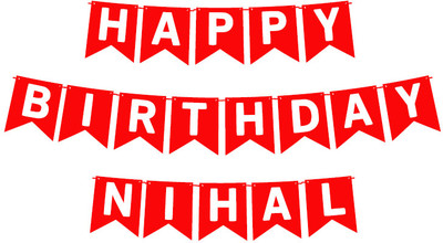 Midas Craft Happy Birthday Nihal_01. Pennant Banner(10 ft, Pack of 1)