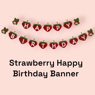 Partybus Strawberry Happy Birthday Banner(4.92 ft, Pack of 1)