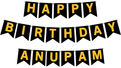 Midas Craft Happy Birthday Anupam M Banner 02. Banner(10 ft, Pack of 1)