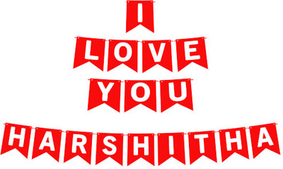Midas Craft I Love You Harshitha Name Banner 03 Banner(10 ft, Pack of 1)