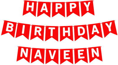 Midas Craft Happy Birthday Naveen_01. Pennant Banner(10 ft, Pack of 1)