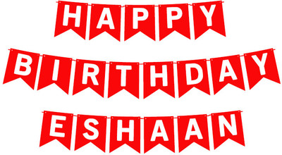 Midas Craft Happy Birthday Eshaan_01. Pennant Banner(10 ft, Pack of 1)