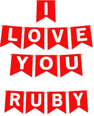 Midas Craft I Love You Ruby Name Banner 03 Banner(10 ft, Pack of 1)