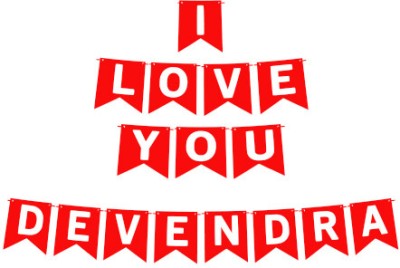 Midas Craft I Love You Devendra Name Banner 03 Banner(10 ft, Pack of 1)