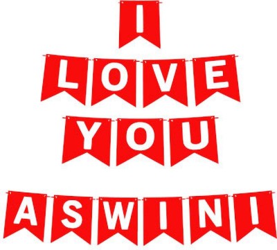 Midas Craft I Love You Aswini Name Banner 03 Banner(10 ft, Pack of 1)